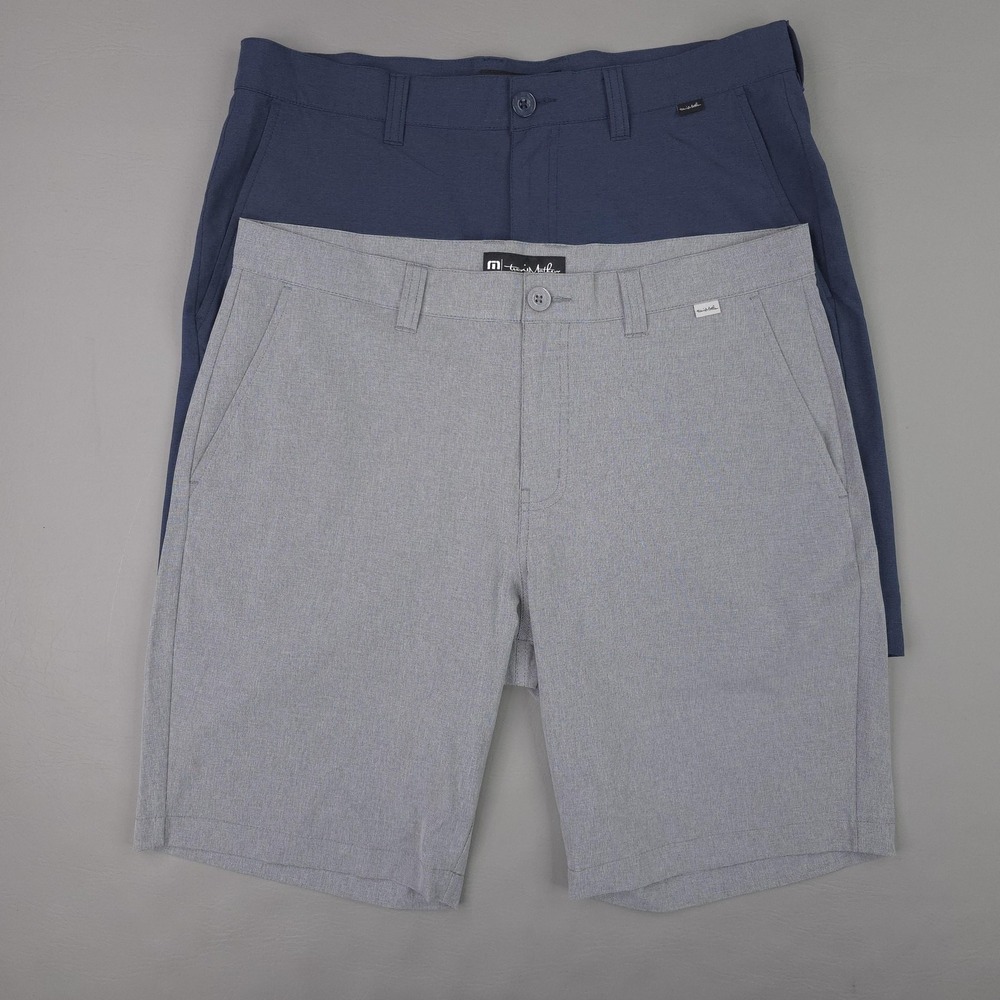Travis Mathew Men's Hybrid Shorts in Navy and Light Gray